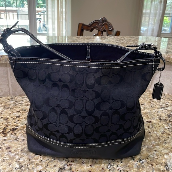 Coach Handbags - 🖤COACH black signature canvas and leather bucket bag.
